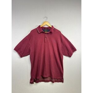 Alexander Julian Colours Mens XL Red Plaid Short‎ Sleeve Polo Shirt Golf Casual